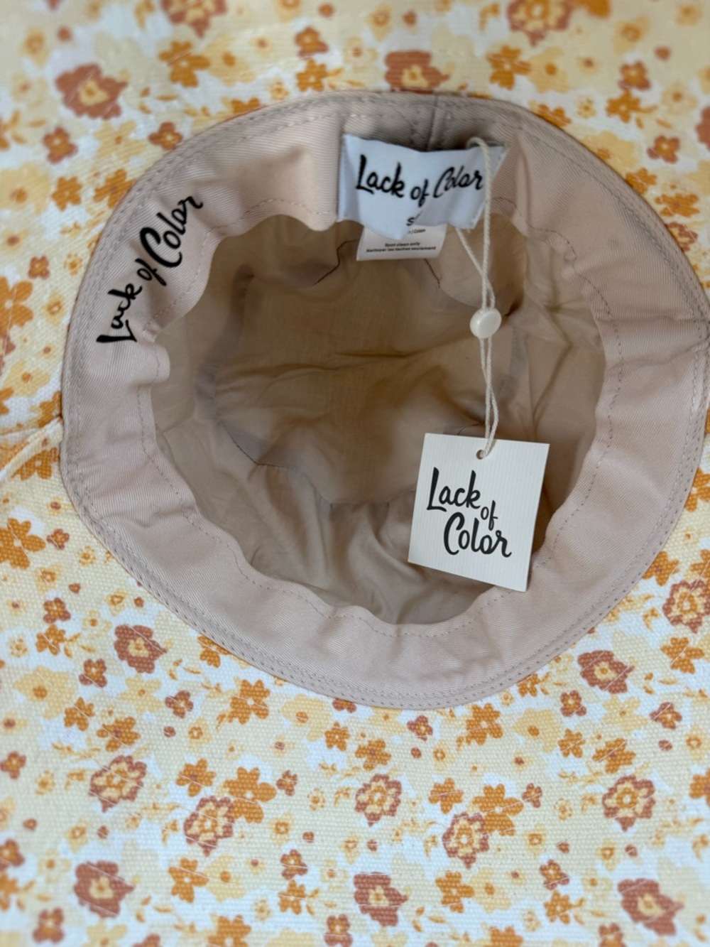 Lack of Color Floral Wide Brim Hat Cream & Orange Daisy Print Sun Hat Boh - Picture 10 of 13